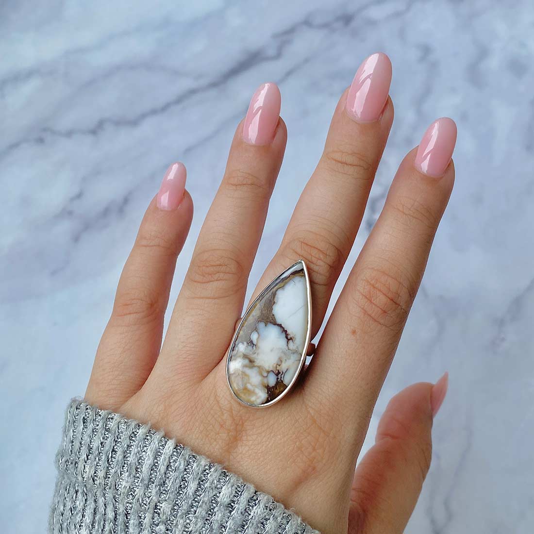 Wild Horse Jasper Adjustable Ring-(WOJ-R-50)